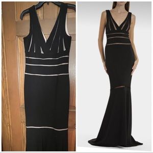 JS collection v neck with Nude illusion maxi dress